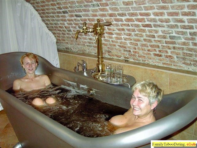 Mother And Daughter Taking Nude Bath Together